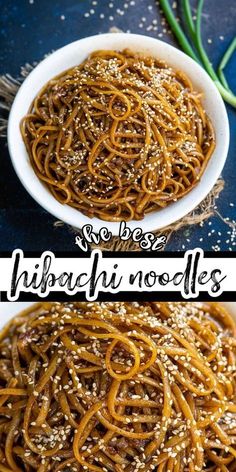 two pictures with different types of noodles in them