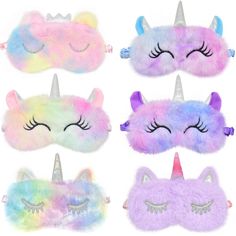 PRICES MAY VARY. 🦄Cute Unicorn Sleeping Masks: You will receive 6pcs rainbow color eye shade unicorn sleeping masks, each of them is equipped with elastic ribbons for easy wearing, storing and carrying. Using them will help you fall asleep faster and make your deep sleep longer 🦄Soft Flannel Material: The plush sleeping eye cover is made of high-quality flannel, which is super soft, breathable and comfortable to wear. These super cute unicorn horn sleeping masks are a wonderful gift for childr Sleepover Party Favors, Rainbow Eyes, Mask Cute, Sleep Eye, Sleep Funny, Elastic Ribbon, Eye Cover, Unicorn Plush, Spa Party