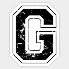 a black and white sticker with the letter g in it's middle corner