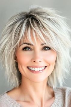 Medium Length Hair With Layers Over 50 Shag Hairstyles, Shaggy Choppy Hairstyles, Short Shag Fine Hair, Mid Length Bobs For Fine Hair, Textured Layers Short Hair, Shag Cuts For Fine Hair, Shag Hairstyles For Fine Hair, Shaggy Bob For Fine Hair Over 50, Short Fine Hair Over 50