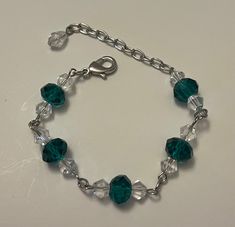 Beautiful handmade bracelet. Measures 6.5" long with lobster claw closure. 2" extension. Comes in a gift box. Glass Beads Bracelet, Bracelets Handmade Beaded, Glass Beaded Bracelets, Handmade Bracelet, Bracelet Handmade, Beads Bracelet, Teal Green, Green Glass, Handmade Bracelets