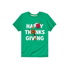 He'll love showing off his unique style in this Boys 8-20 Peanuts Happy Thanksgiving Graphic Tee. He'll love showing off his unique style in this Boys 8-20 Peanuts Happy Thanksgiving Graphic Tee. Crewneck Short sleeve Graphic on chestFABRIC & CARE Cotton, polyester Machine wash Imported Size: Small. Color: Med Green. Gender: male. Age Group: kids. Material: Cotton Blend. Thanksgiving Icons, Thanksgiving Tshirt For Boys, Thanksgiving Icon, Kids Clothes Boys, Boys Long Sleeve, Top Graphic Tees, How To Show Love, Big Boys, Perfect Shirt