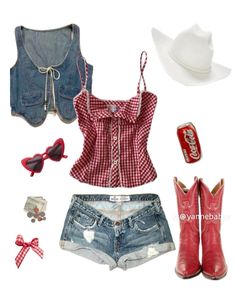 Cowboy Outfits For Women, Korean Preppy, Coquette Kawaii, Uniform Outfits, Country Style Outfits, Fasion Outfits, Cute Core, Cowboy Outfits