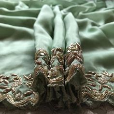 7500 For orders plz WhatsApp 070755 28003 🌸🍊D@D🌸🍊 *#Ready To Go#* Pastel Green Premium Pure Satin Organza Silk drapes of luxury embellished with zardozi handwork & contrast yellow handwork bp @ ₹7500 shipping Silk Drapes, Pastel Green, Ready To Go, Pastel, Satin, Pure Products, Silk, Yellow, Green