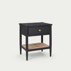 Frome Side Table – Neptune Black Night Stand, Black Night, Blackest Night, Woven Rattan, Black Shade, Night Stand, Shades Of Black, Round Corner, Rounded Corners