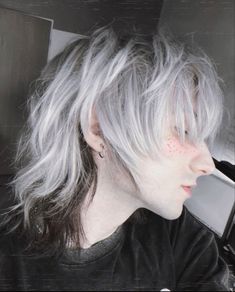 E-boy Hair, White Hair Male, Pale Boy, Silver Hair Boy, White Hair Highlights, White Hair Men, Alien Oc, Boy With White Hair, Goth Boys