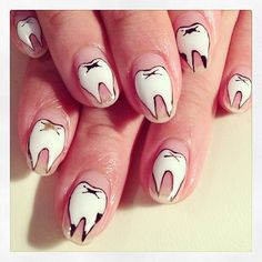 Tooth art nails #avarice #art #kayo #design #nails #nailart #nailsalon #tooth (NailSalon AVARICE) Tooth Nails Design, Tooth Nail Art, Dentist Nails, Tooth Nails, Party Nail Design, Tooth Art