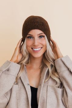 Embrace urban edge with our Rugged Edge Distressed Knit Beanie. This weathered yet stylish beanie adds a touch of rebellious charm to your winter wardrobe. The distressed knit design not only provides a unique and edgy look but also ensures warmth and comfort during colder days. Whether hitting the streets or seeking a laid-back vibe, this beanie is your go-to accessory for a cool and effortlessly rugged style. Stand out with confidence in the Rugged Edge Distressed Knit Beanie, where fashion meets grit. #lovemyleto 60% Polyester 30% Nylon 10% Wool Imported Trendy Knitted Hats For Fall, Trendy Knitted Fall Hats, Fall Cable Knit Beanie, Cable Knit Beanie For Fall, Trendy Fall Beanie Cap, Trendy Warm Beanie For Fall, Brown Knit Beanie, Trendy Winter Beanie One Size Fits Most, Trendy Fitted Knit Beanie