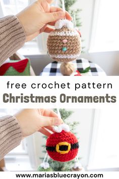 crochet christmas ornaments with text overlay