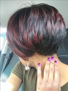 Latest Bob Hairstyles, Black Red Hair, Pixie Bob Haircut, Short Bob Haircuts, Short Haircut, Short Hair Styles Pixie, Short Bob Hairstyles, Cortes De Cabello