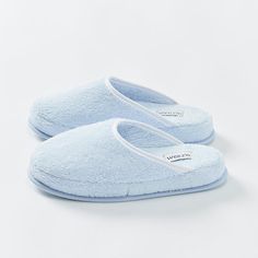 Keep your feet warm and cozy this season with our plush terry slippers. These closed-toe slippers feature our signature soft terry and piped edges with a soft foam footbed. Add embroidery for the perfect gift this holiday season.   | Weezie Luxury Towels & Robes Personalized Robes, Personalized Slippers, Blue Slippers, Robes For Women, Bath Robes, Bath Robes For Women, Spa Headband, Towels Kids, Beach Shop