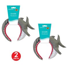 2 pieces of shark headbands with red and white trim on each one side