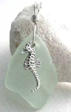 Horse Motif, Seahorse Necklace, Green Sea, Sea Glass Jewelry, Seafoam Green