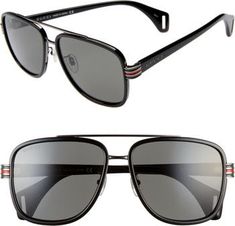 Free shipping and returns on Gucci 58mm Square Aviator Sunglasses at Nordstrom.com. Signature Gucci stripes highlight the temples of bold full-coverage sunglasses in a squared-off aviator silhouette. Gucci Aviator Sunglasses For Summer, Casual Black Gucci Aviator Sunglasses, Classic Gucci Aviator Sunglasses For Summer, Casual Gucci Aviator Sunglasses For Summer, Gucci Casual Aviator Sunglasses For Summer, Gold Jewelry Stores, Gucci Sunglasses, Anniversary Sale, Aviator Sunglasses