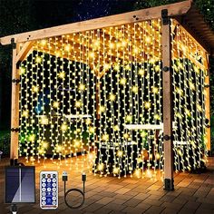 an outdoor string light display with remote control