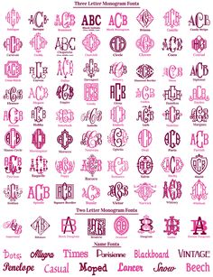 some type of monogram font that is pink and white with the letters on it