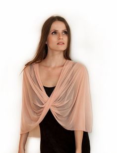 Peach Versatile Shawl, Blush Versatile Shawl, Shrug, Crisscross And Scarf. Small shawl, Keep In Your Bridesmaid Wrap, Bridal Party Accessories, Bridal Shrug, Bridesmaid Shawl, Sheer Cover Up, Wedding Shrug, Lace Bolero, Bolero Shrug, Shrugs And Boleros