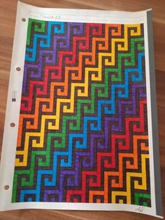 a piece of paper that has been made to look like a colorful pattern on it