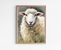 a painting of a sheep is hanging on the wall