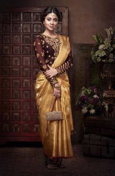 Ravi Varma, Netted Blouse Designs, Saree With Belt, Indian Bridal Sarees, Full Sleeve Blouse, Silk Saree Blouse Designs, Saree Photoshoot, Bridal Silk Saree