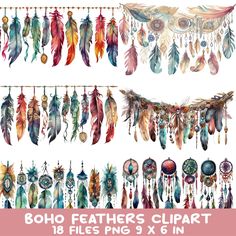 the boho feathers clipart collection is available for $ 3, 5 or 6