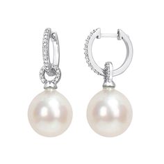 Charm yourself with these beautiful Stella Grace 14k White Gold Cultured South Sea Pearl & 1/10 Carat T.W. Diamond Huggie Hoop Earrings. Click on this JEWELRY & WATCHES GUIDE to learn about fit, styles, materials and more! Charm yourself with these beautiful Stella Grace 14k White Gold Cultured South Sea Pearl & 1/10 Carat T.W. Diamond Huggie Hoop Earrings. Click on this JEWELRY & WATCHES GUIDE to learn about fit, styles, materials and more! FEATURES Diameter: 28.2 mm x 12.1 mm Closures: leverback Packaging: boxed Plating: 14k white gold Finish: polished Metal: 14k white gold Nickel freeDIAMOND DETAILS Total weight: less than 1/10 ct. Center stone weight: 1/10 ct. Color grade: G, H, I Clarity: I2:I3 Shape: round Setting: prongCULTURED PEARL DETAILS Type: South Sea Diameter: 11-11.5 mm Colo Diamond White Fine Jewelry Huggie Earrings For Wedding, Timeless Diamond White Huggie Earrings For Wedding, White Gold Pearl Drop Huggie Earrings, Luxury White Huggie Earrings With Pearl Drop, Elegant White Huggie Earrings With Diamond Accents, Pearl Details, Sea Pearl, Deco Wedding, South Seas