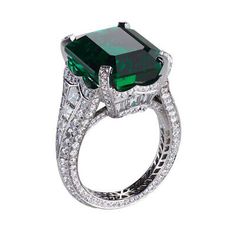 13.78CT Green Zambian Emerald & Lab-Created 5.62CT Diamonds Royal Solitaire Ring | eBay Bijoux Art Deco, Bracelets Design, Sleeve Tattoo, Bling Rings, I Love Jewelry, Emerald Jewelry, Gorgeous Jewelry, Ruby Ring, Emerald Ring