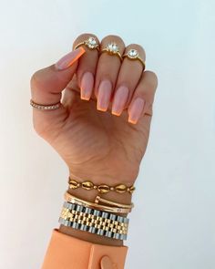 #Beauty #Nail #ThinFrenchTipNail #ThinFrenchTipNailDesignsPosted by Zoe Scott: Prepare to embark on a journey into the world of sophistication and modernity with the latest thin French tip nail designs. This trend effortlessly ha... Acrylic Nails Nude, Orange Nail Designs, French Tip Nail Designs, Ombre Nail Designs, Nails Pink, Orange Nails, Pretty Acrylic Nails, Chic Nails