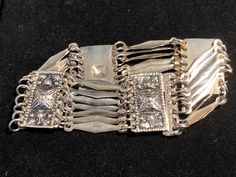 Sterling Silver Artisan Marked Beautiful 8 in x 1 inch Link Bracelet. Good vintage condition. Chain Link Bracelet, Link Bracelets, Chain Link, Cuff Bracelet, Diamond Bracelet, Silver Jewelry, Jewelry Bracelets, Bangles, Cuff