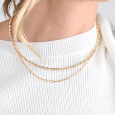 This necklace is a must have. Worn simply alone or layered it will be your daily go to. The beads are 3mm in size and made of 14K Goldfill. Necklace is finished with spring ring clasp and is 16 inches in length. This dainty necklace pairs well with any of our chain necklace or beaded designs. Select the gift wrap option and receive your gift in the Jewel Ya keepsake linen bag. Contact us to add a chain extension for an adjustable length. Silver Coin Necklace, Necklace Layering, Jewelry Essentials, Wire Wrapped Earrings, Coin Necklace, Light Weight Earrings, Phoenix Az, Beads Necklace, Gold Filled Jewelry