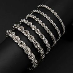 "Rhodium Rope Chain Bracelet Hollow Sterling Silver 925 Italy All Sizes * Metal : Real Sterling Silver (Properly Stamped, 925) * Condition : Brand New * Finish : Polished * Average Weight : 9\" - 4mm : 5.44 grams 9\" - 4.5mm : 7.49 grams 9\" - 5.5mm : 10.38 grams 9\" - 6.5mm : 16.46 grams 9\" - 8mm : 25.52 grams 9\" - 9mm : 29.83 grams * Length : Selectable * Width : Selectable * Clasp/Bail : Lobster Lock All of our items are brand new and are shipped with a gift box." Silver Link Bracelets Tarnish Resistant, Silver Link Bracelet Tarnish Resistant, Tarnish Resistant Silver Chain Bracelet In Sterling Silver, Silver Tarnish-resistant Bangle Chain Bracelet, Silver Tarnish-resistant Chain Bangle, Sterling Silver White Gold Chain Bracelet, Tarnish Resistant Sterling Silver White Gold Chain Bracelet, Tarnish Resistant White Gold Sterling Silver Bracelet, Tarnish Resistant Sterling Silver Round Bracelet