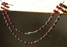 Garnet gemstone beaded necklace, Garnet gemstone 5 mm faceted rondelle beaded chain necklace made of sterling silver wire, garnet gemstone choker handmade with love and passion, birthstone necklace for gift, garnet silver wire wrapped beaded necklace, January birthstone necklace, gemstone healing necklace  Item: garnet gemstone beaded necklace Gemstone: garnet Beads size: 5 mm approx  Metal: Sterling Silver Metal Purity: 92.5% Gemstone shape: Faceted rondelle  Birthstone: January  I hand made this necklace with love and care Please contact me if you require further information. January Birthstone Necklace, Choker Handmade, Beads Choker, Gemstone Choker, Healing Necklace, Rosary Necklace, Gemstone Beaded Necklace, Sterling Silver Wire Wrap, January Birthstone