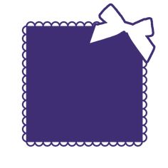 a purple square with a bow on it