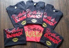 Birthday Gang tshirt, Birthday shirt Features: Unisex- S-2XL 100% pre shrunk cotton Seamless rib at neck Double needle stitching throughout Tear away label Classic Fit Birthday Tshirts Group, Birthday Group Shirts, Shirts With Holes, Birthday Squad Shirts, Party T Shirts, 40th Birthday Shirts, 50th Birthday Shirts, Queen Shirts, Squad Shirt