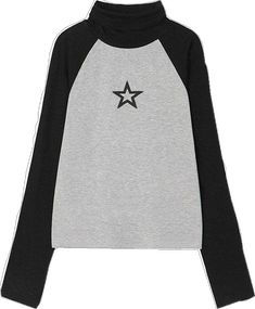 Star Print Turtleneck Long Sleeve Top - AnotherChill Casual Stretch Top With Star Print, Black Stretch Top With Star Print, Fitted Star Print Tops For Streetwear, Casual Long Sleeve Star Print Tops, Black Star Print Tops For Spring, Black Star Print Top For Spring, Black Tops With Star Print For Spring, Fitted Long Sleeve Tops With Star Print, Black Star Print Top For Winter