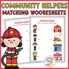 community helpers matching worksheets for the fire department