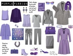 Purple Capsule Wardrobe, Micro Wardrobe, Muted Wardrobe, Dark Haired Beauty, Business Capsule, Purple Clothes, Lavender Fashion, Minimalism Fashion, Fall Business