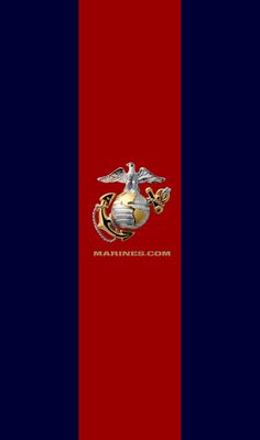 the marine seal emblem on a red and blue striped wallpaper with black stripes in the background