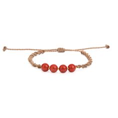 This lovely hand-knotted macrame bracelet gives every look a casual boho chic. The nature-inspired color combination of rose red jade beads and light brown, hazelnut-colored yarn go well pretty much with every outfit and season. Bracelet length is adjustable with sliding knot. The Meaning of Jade in Feng Shui: Pure relaxation! Jade brings harmony to body and mind, is a stress reliever and helps to unwind. And Jade is believed to bring luck. Just like a four-leaf clover is considered a symbol of good fortune, jade is thought to have protective, lucky-charm energy. Perfect for the jade lovers in your life and a unique gift for yourself, girlfriend, wife, sister, bridesmaids, mother or grandma. ♦ Handmade with Love & Sunny Hands in Spain© ♦ Size: Adjustable size from 17 to 26 cm  ♦ Thread: wa Casual Red Braided Bracelet, Bohemian Red Beaded Bracelets For Vacation, Adjustable Hand Knotted Bracelets As Gift, Adjustable Hand Knotted Bracelets For Gifts, Bohemian Hand-strung Friendship Bracelets For Everyday, Everyday Bohemian Hand-strung Friendship Bracelets, Casual Red Braided Waxed Cord Bracelets, Earthy Style Bracelets With Sliding Knot For Beach, Earthy Beach Bracelets With Sliding Knot