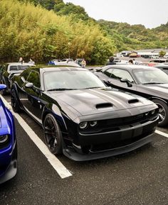 several cars parked in a parking lot next to each other