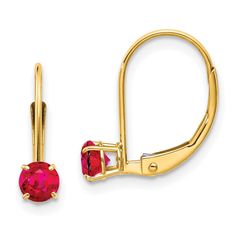 14k Yellow Gold Polished Ruby Birthstone Earrings Garnet Birthstone, Ruby Birthstone, Yellow Earrings, Ruby Earrings, Garnet Earrings, Earrings Hoop, Leverback Earrings, Birthstone Earring, July Birthstone