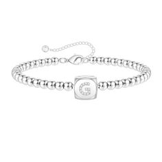 PRICES MAY VARY. SIZE: Dainty Initial Bracelet is 6”+2”extender, adjustable Initial Bracelet with dice can help you find the most comfortable position to wear. MATERIAL: 14K White Gold Fillled Initial Bracelet, High Polish Finish can keep the colors a long time no tarnish. Lead and nickel free, Hypoallergenic, Which makes it stands out among all other plain Bracelets. MEANING: Our unique Silver Initial Bracelet can represent you or your loved ones. Initial Bracelet is a good Jewelry to let her k Letter Bead Bracelet, Rose Gold Beaded Bracelet, Initial Bracelet Silver, Teen Girl Jewelry, Initial Bracelets, Initial Bracelet Gold, Letter Bead Bracelets, Rose Gold Initial, Gold Jewelry Gift