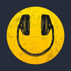 a smiley face with headphones on it