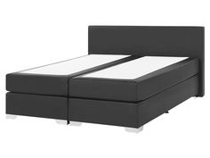 the bed frame is made up with two mattresses on each side and no headboard