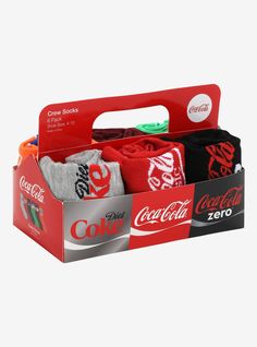 the coca cola box contains six pairs of socks