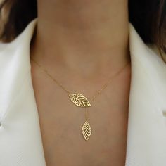 "\"Double Leaf Gold Necklace | Mother of Nature, Leaves of Tree Golden Pendant | Outline Hollow Leaves | Elegant Design | Gift for Her\" Perfect gift for your girlfriend, feyonce, wife, mother, daughter and for you best friend It can be gifted in anniversary, birthday, graduation, baby shower, and similar occasions. * Material: 14k Yellow Gold, 14k Rose Gold, 14k White Gold * Leaf Size (On Top): 0,87\" x 0,43\" // 22mm x 11mm (±5%) * Necklace Length: 14\" - 20\" // 35,6cm - 50,8cm (Please contac Yellow Gold Leaf Shape Nature-inspired Jewelry, 14k Rose Gold Necklaces For Jewelry Making, Yellow Gold Plated Leaf-shaped Jewelry, Yellow Gold Leaf-shaped Jewelry For Anniversary, Yellow Gold Leaf-shaped Anniversary Jewelry, Leaf-shaped Yellow Gold Plated Jewelry, Anniversary Yellow Gold Leaf Jewelry, Elegant Handmade 14k Gold Necklaces, Elegant Handmade 14k Gold Necklace