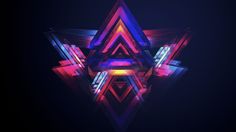 an abstract design consisting of triangles and neon lights