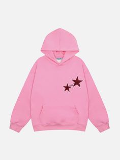 A pink hoodie with red stars Top Streetwear Brands, Aelfric Eden, Contrast Hoodie, Oversized Jumper, Oversize Fashion, Estilo Hip Hop, Clothing Details, Pink Hoodie, Hoodies For Sale