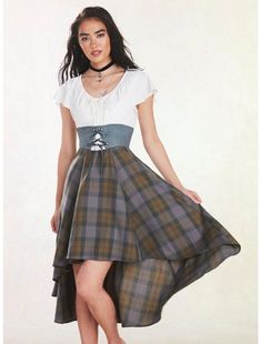 Her Universe Outlander Tartan Lace-Up Hi-Low Dress Outlander Dress, Marvel Dress, Burgundy Skater Dress, Star Wars Dress, Tartan Plaid Dress, Hi Low Skirts, Women Dress Collection, Culture Clothing, Retro Skirt