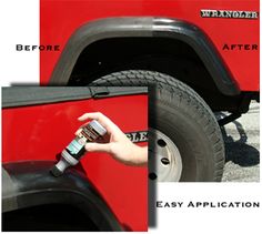 an image of a red truck with the words wrangle spray applied on it